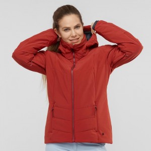 Dámské Lyžařské Bundy Salomon Prevail Jacket W Červené | 64072-DBOQ