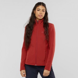 Dámské Lyžařské Bundy Salomon Radiant Full Zip Střední Vrstva W Červené | 09452-UHNT