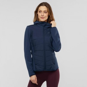 Dámské Lyžařské Bundy Salomon Radiant Hybridní Hoodie W Tmavě Blankyt | 04856-GSVF