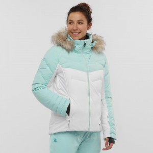 Dámské Lyžařské Bundy Salomon Warm Ambition Jacket W Bílé | 80341-ODZA