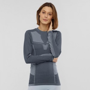 Dámské Topy Salomon Primo Warm Seamless Tee W Gray | 03524-YPLE