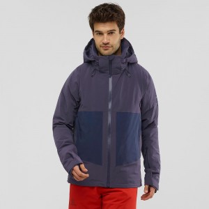 Pánské Lyžařské Bundy Salomon Epic Jacket M Tmavě Blankyt | 89230-FTNI