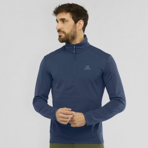 Pánské Lyžařské Bundy Salomon Outrack Half Zip Mid M Tmavě Blankyt | 76594-DSPO