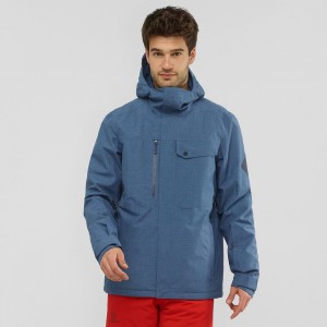 Pánské Lyžařské Bundy Salomon Powderstash Jacket M Tmavě Blankyt | 10659-HYLT