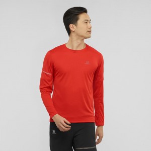 Pánské Topy Salomon Agile Ls Tee M Červené | 20867-HQCI