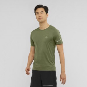 Pánské Topy Salomon Agile Ss Tee M Zelene | 42791-FNAC