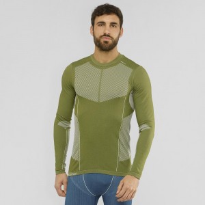 Pánské Topy Salomon Primo Warm Seamless Tee M Zelene | 80572-BTAF