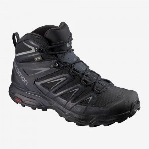 Pánské Trekové Boty Salomon X Ultra 3 Široké Mid Gore-Tex Černé | 64312-QXJW