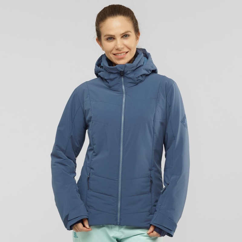 Dámské Lyžařské Bundy Salomon Prevail Jacket W Tmavě Blankyt | 17624-SCPO