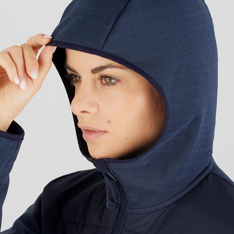 Dámské Lyžařské Bundy Salomon Radiant Hybridní Hoodie W Tmavě Blankyt | 04856-GSVF