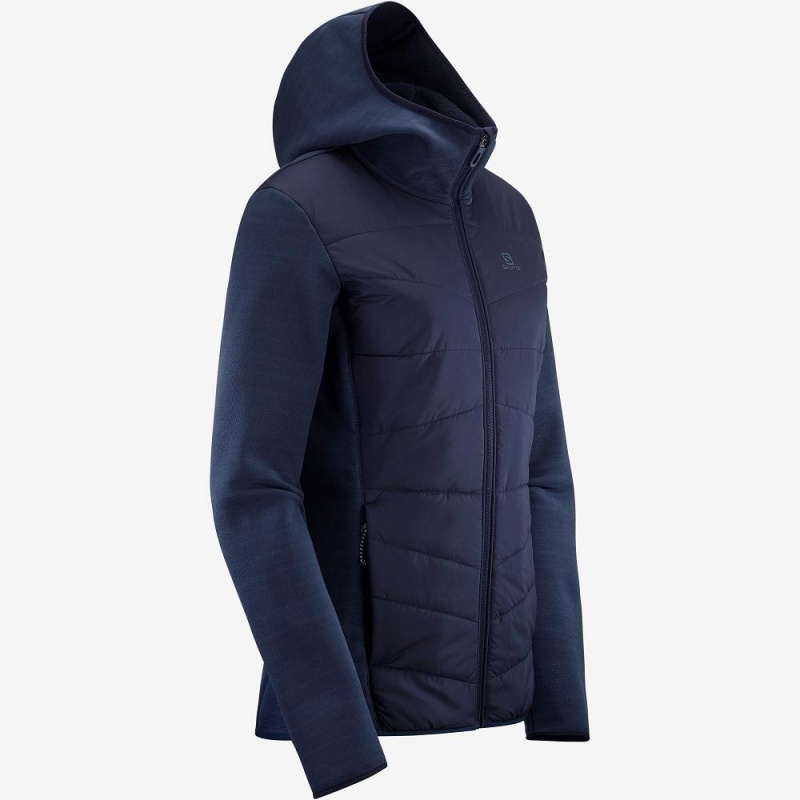 Dámské Lyžařské Bundy Salomon Radiant Hybridní Hoodie W Tmavě Blankyt | 04856-GSVF