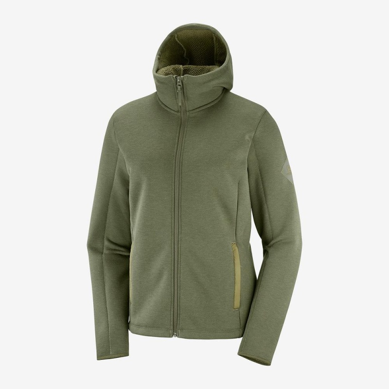 Dámské Lyžařské Bundy Salomon Snowshelter Fleece Hoodie W Zelene | 56302-ZVEL