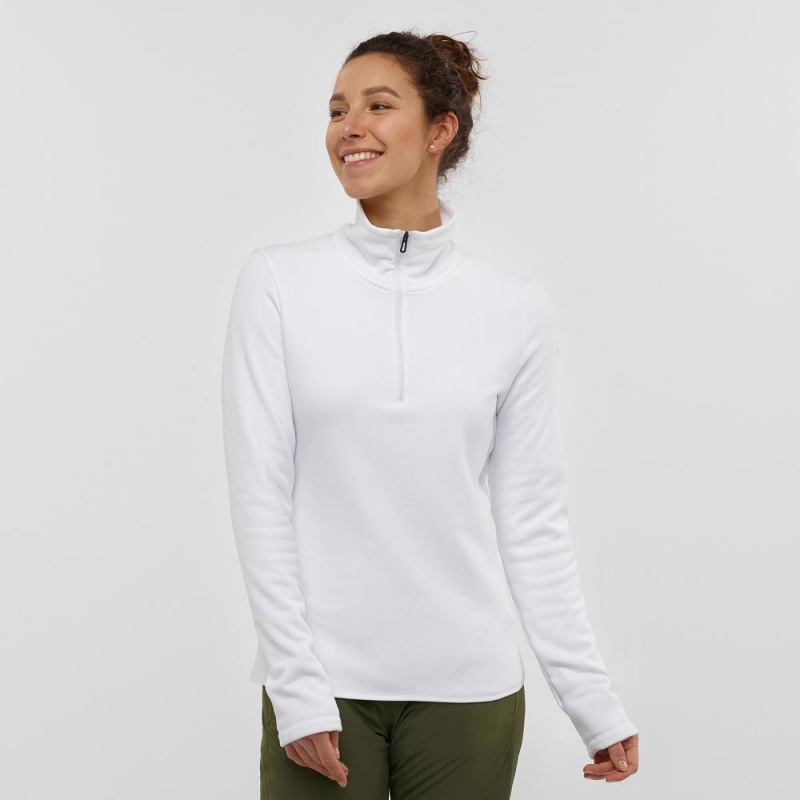 Dámské Lyžařské Bundy Salomon Warm Ambition Half Zip W Bílé | 27094-FXHR