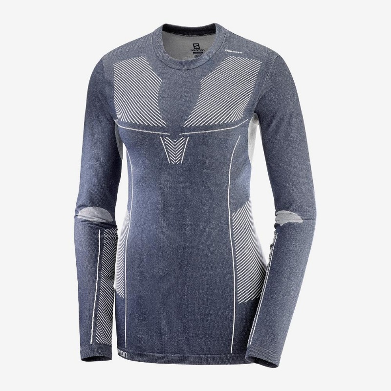 Dámské Topy Salomon Primo Warm Seamless Tee W Tmavě Blankyt | 36170-AFHN