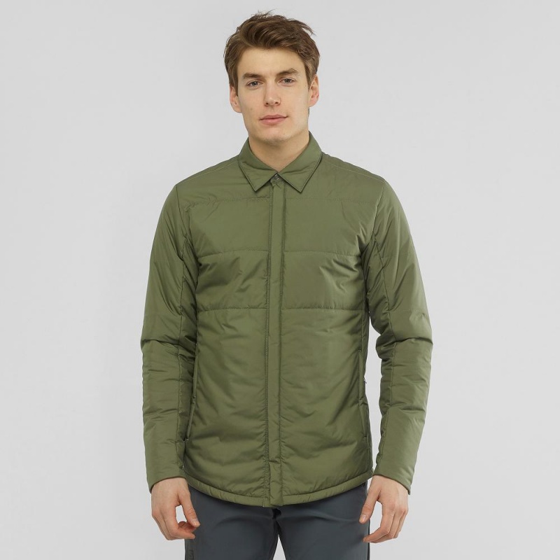 Pánské Bunda Salomon Snowshelter Insulated Shirt M Zelene | 40396-SZRU