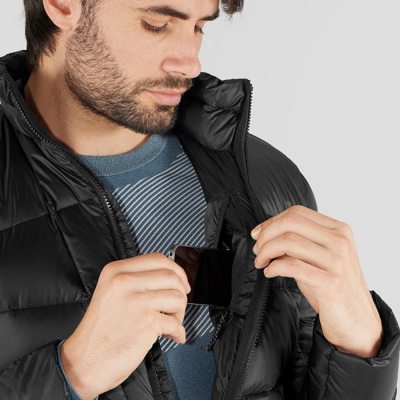 Pánské Bunda Salomon Transition Down Jacket M Černé | 70145-NMUO