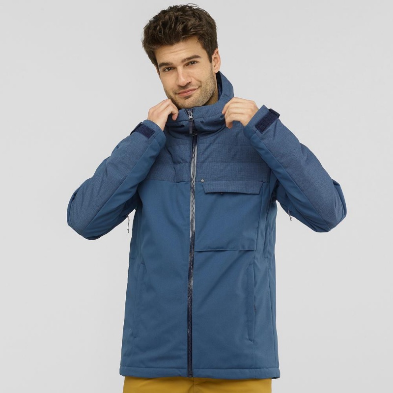 Pánské Lyžařské Bundy Salomon Deepsteep Jacket M Tmavě Blankyt | 30754-XAEV