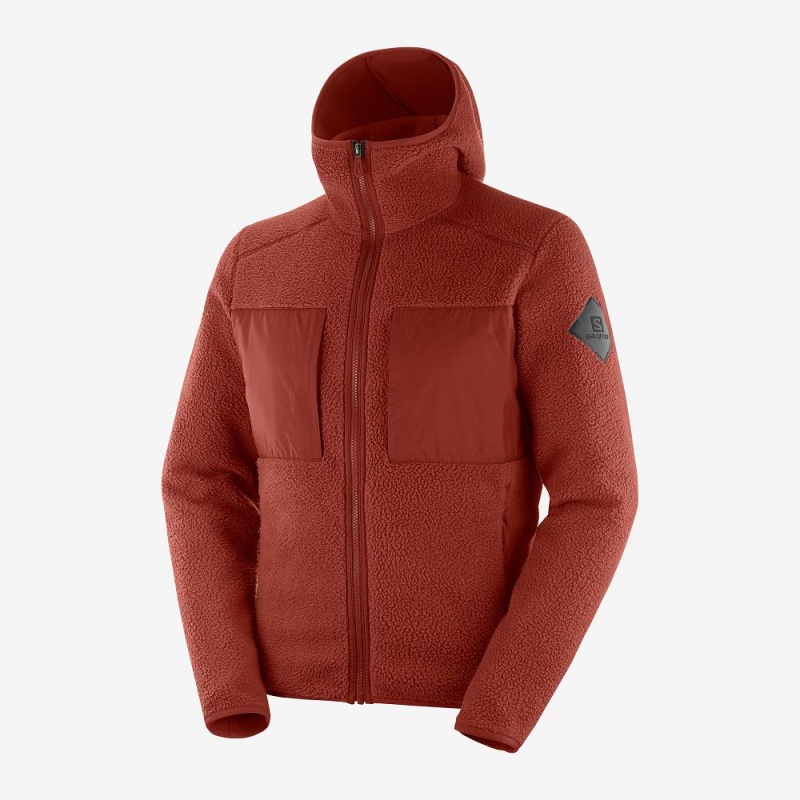 Pánské Lyžařské Bundy Salomon Essential Warm Teddy Červené | 69381-DJFE