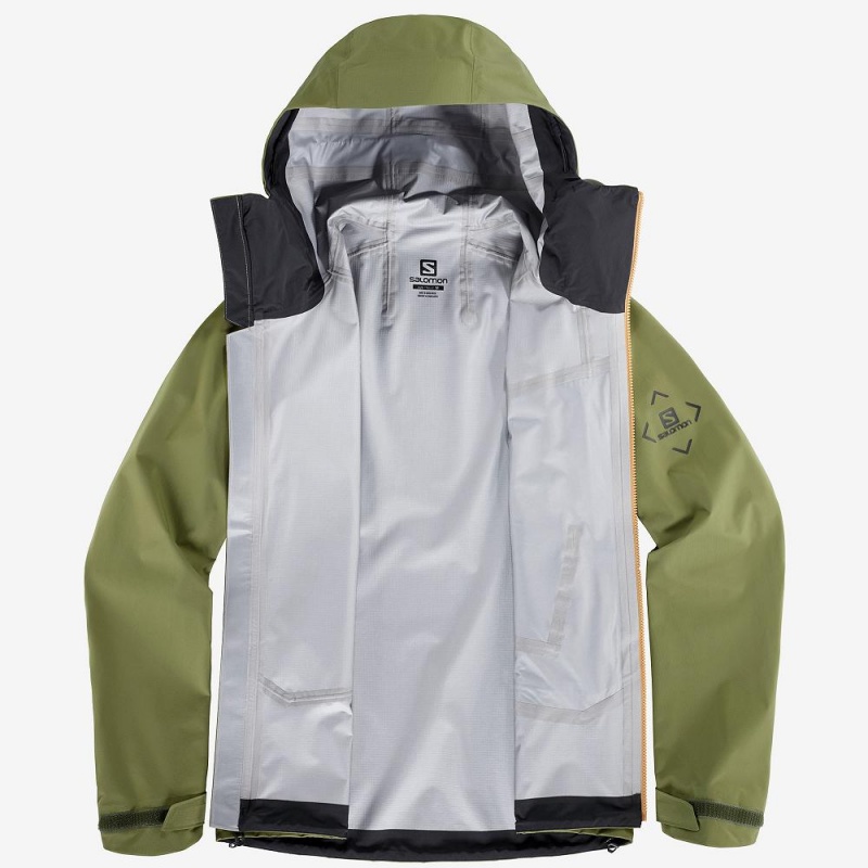 Pánské Lyžařské Bundy Salomon Outpeak 3L Light Shell Jacket M Zelene | 59371-HZVW