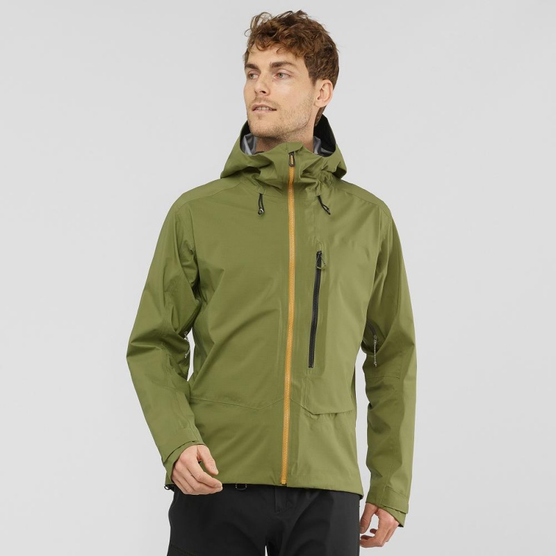 Pánské Lyžařské Bundy Salomon Outpeak 3L Light Shell Jacket M Zelene | 59371-HZVW