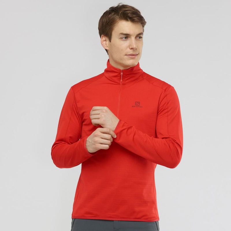 Pánské Lyžařské Bundy Salomon Outrack Half Zip Mid M Červené | 60527-WUDG