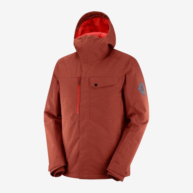 Pánské Lyžařské Bundy Salomon Powderstash Jacket M Červené | 23608-SFEA