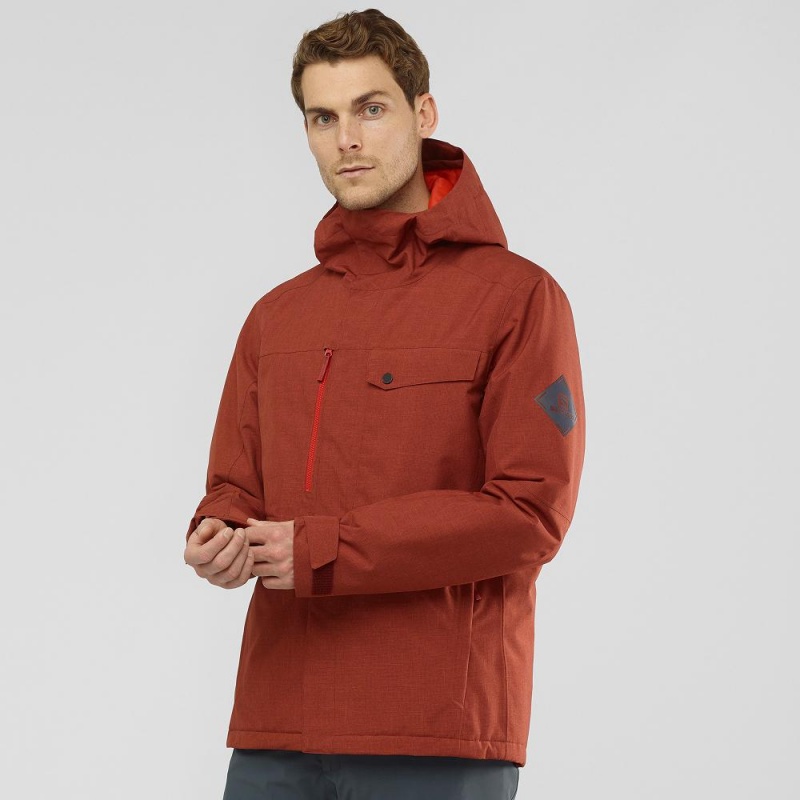 Pánské Lyžařské Bundy Salomon Powderstash Jacket M Červené | 23608-SFEA