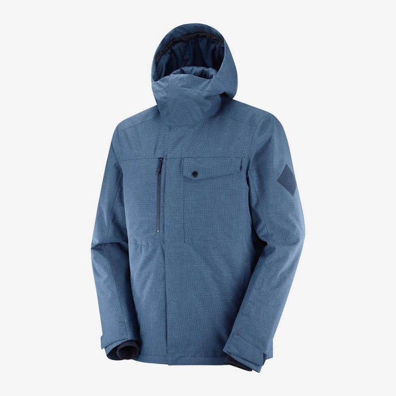 Pánské Lyžařské Bundy Salomon Powderstash Jacket M Tmavě Blankyt | 10659-HYLT