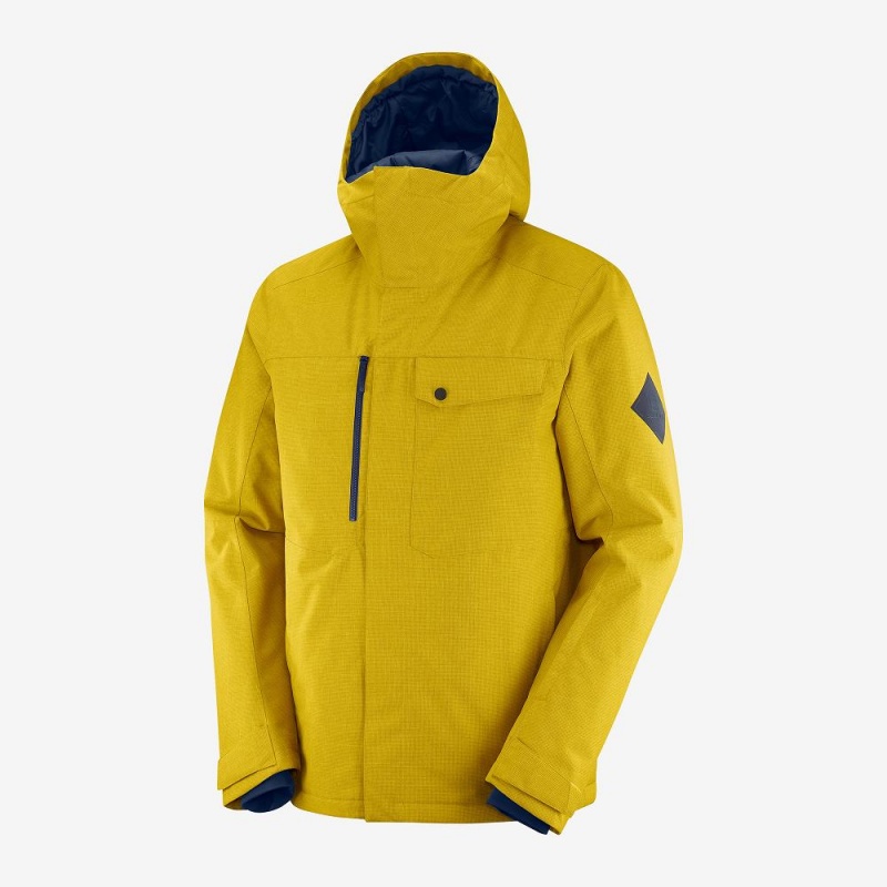 Pánské Lyžařské Bundy Salomon Powderstash Jacket M Žluté | 57086-XQPG