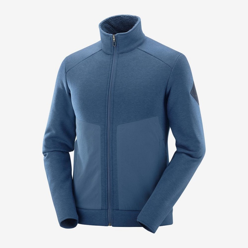 Pánské Lyžařské Bundy Salomon Snowshelter Fleece Jacket M Tmavě Blankyt | 41608-NHQU