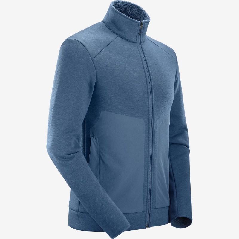 Pánské Lyžařské Bundy Salomon Snowshelter Fleece Jacket M Tmavě Blankyt | 41608-NHQU