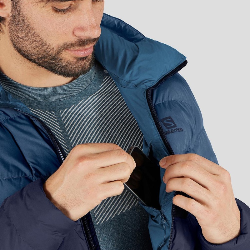 Pánské Mikina s Kapucí Salomon Essential Xwarm Insulated Tmavě Blankyt | 68405-PSTZ