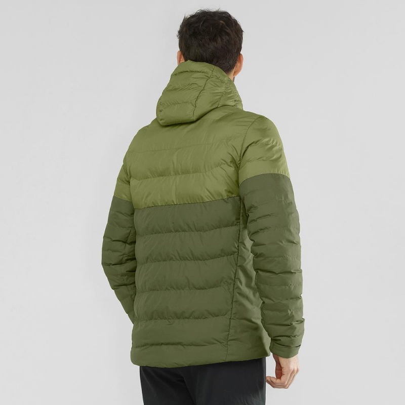 Pánské Mikina s Kapucí Salomon Essential Xwarm Insulated Zelene | 47186-GBAN