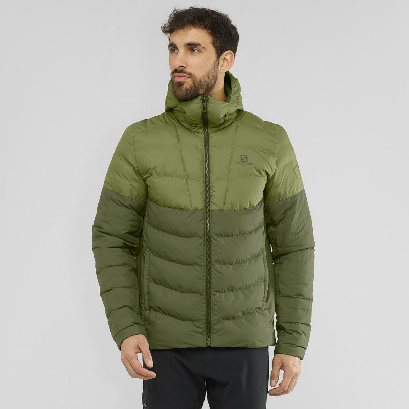 Pánské Mikina s Kapucí Salomon Essential Xwarm Insulated Zelene | 47186-GBAN