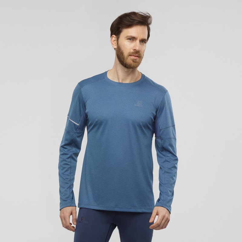 Pánské Topy Salomon Agile Ls Tee M Tmavě Blankyt | 26489-BFAS