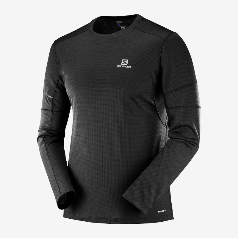 Pánské Topy Salomon Agile Ls Tee M Černé | 32481-ZXDJ