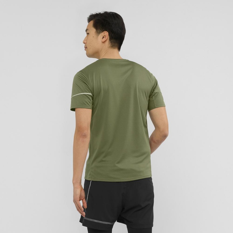 Pánské Topy Salomon Agile Ss Tee M Zelene | 42791-FNAC