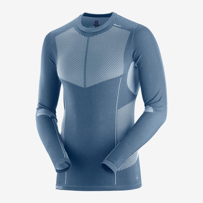 Pánské Topy Salomon Primo Warm Seamless Tee M Tmavě Blankyt | 13408-KHSQ