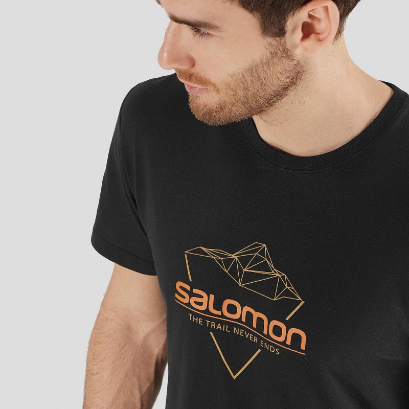 Pánské Tričko Salomon Blend Logo Tee M Černé | 84126-RKIQ